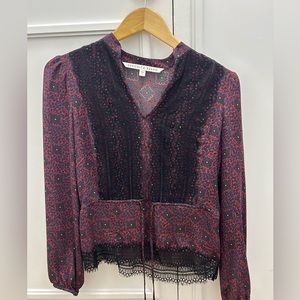 Veronica Beard Lace Paisley Tie Blouse